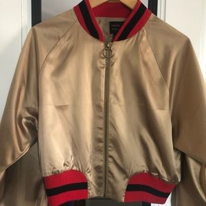 Forever 21 Gold Satin Bomber Jacket
